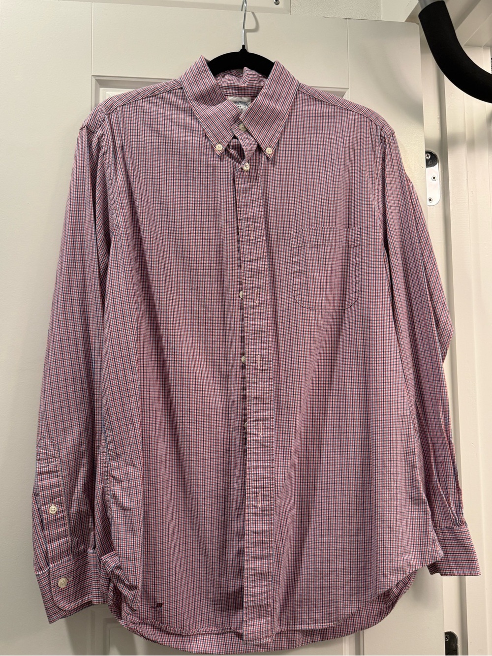 Brooks Brothers Pink and Blue Check Button-Down Dress Shirt